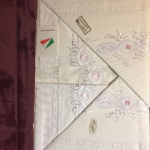 Vintage Italian hand embroidered queen sheets